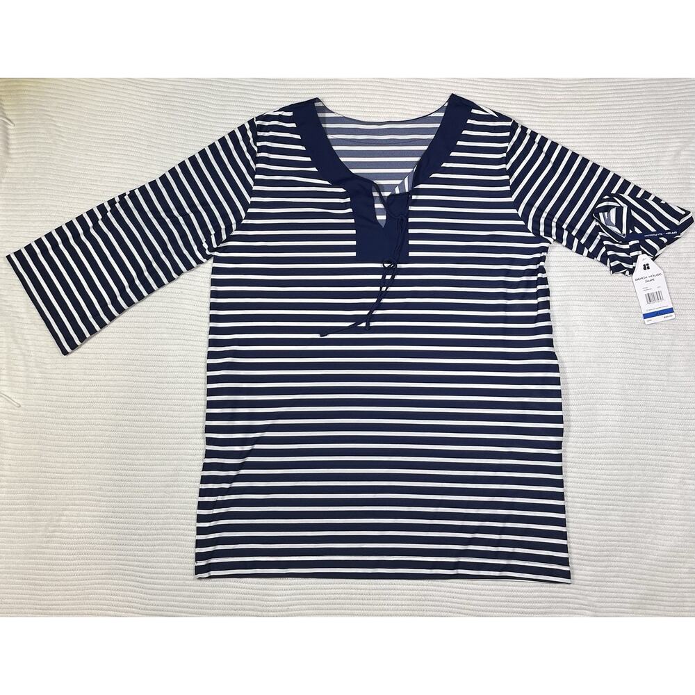 Beach House NWT Swim Admiral Cover Up Dress XL Blue/White UPF 50